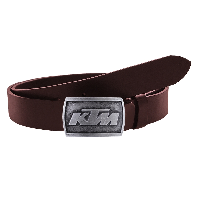 Cintura da moto in pelle con fibbia KTM marrone