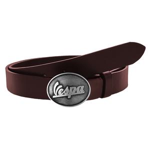 Cintura da moto in pelle con fibbia Vespa marrone