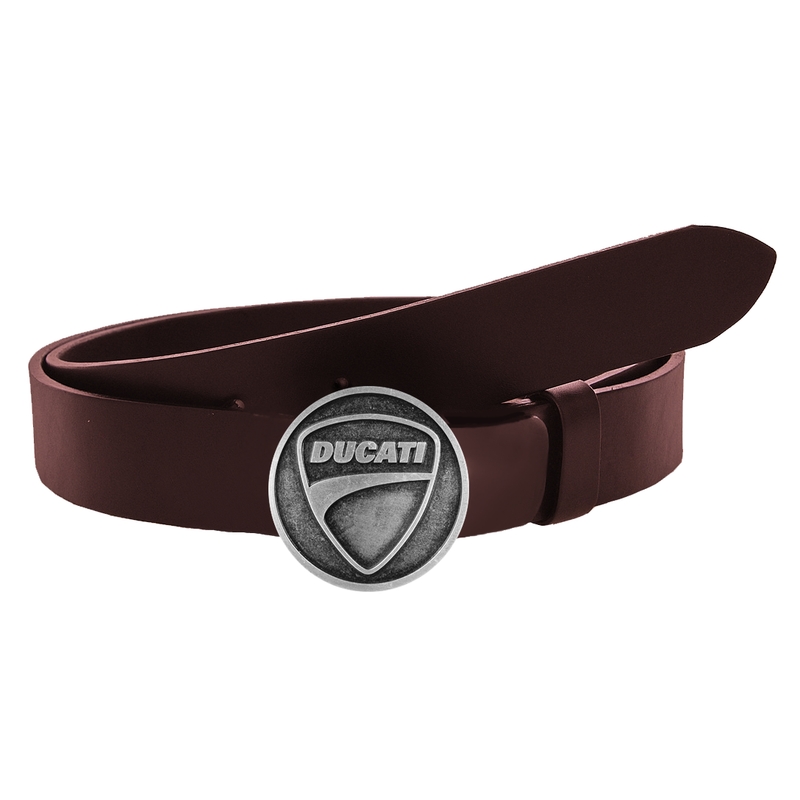 Cintura moto in pelle con fibbia Ducati marrone