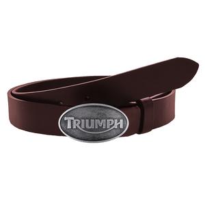 Cintura da moto in pelle con fibbia marrone Triumph