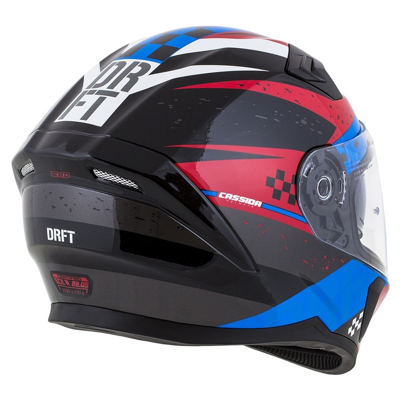 Casco moto integrale Cassida Integral 3.0 DRFT rosso-perla blu