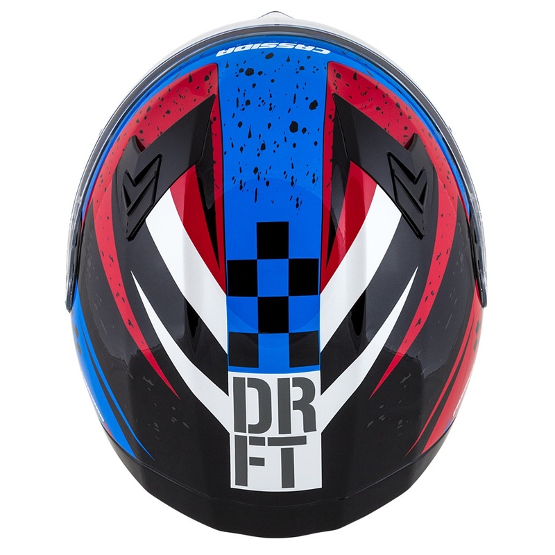Casco moto integrale Cassida Integral 3.0 DRFT rosso-perla blu