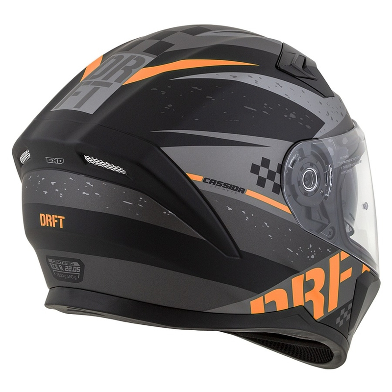 Casco moto integrale Cassida Integral 3.0 DRFT grigio opaco-nero-arancio