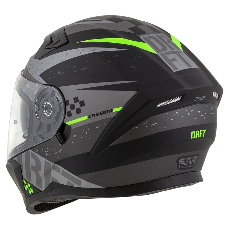 Casco moto integrale Cassida Integral 3.0 DRFT grigio-nero-verde opaco