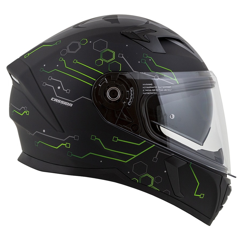 Casco moto Cassida 3.0 Hack Integral Verde-Nero Opaco
