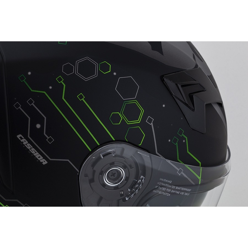 Casco moto Cassida 3.0 Hack Integral Verde-Nero Opaco