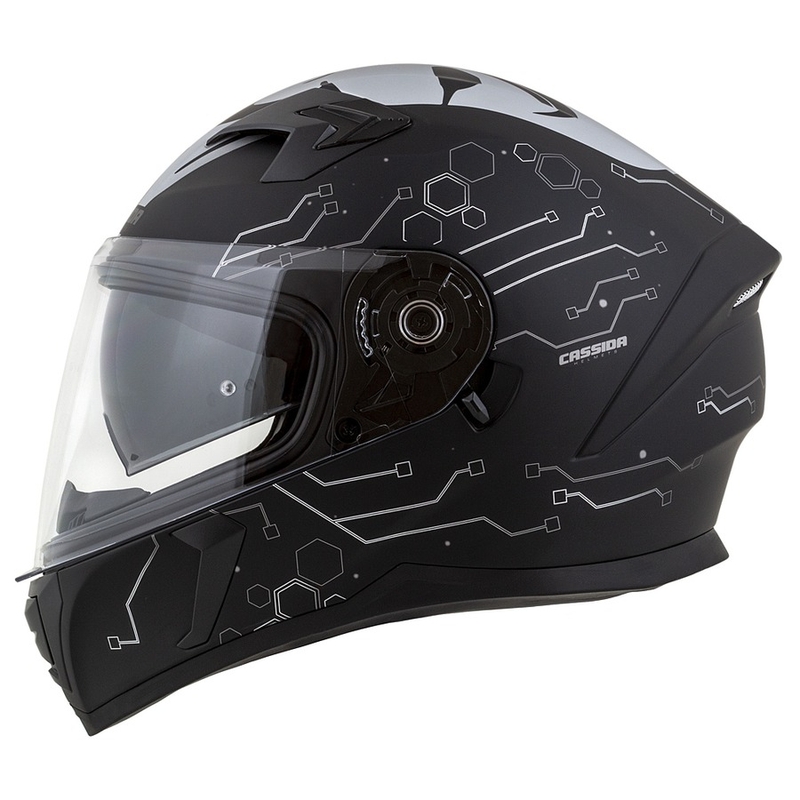 Casco moto Cassida 3.0 Hack Vision Integral grigio-argento-nero opaco Saldi