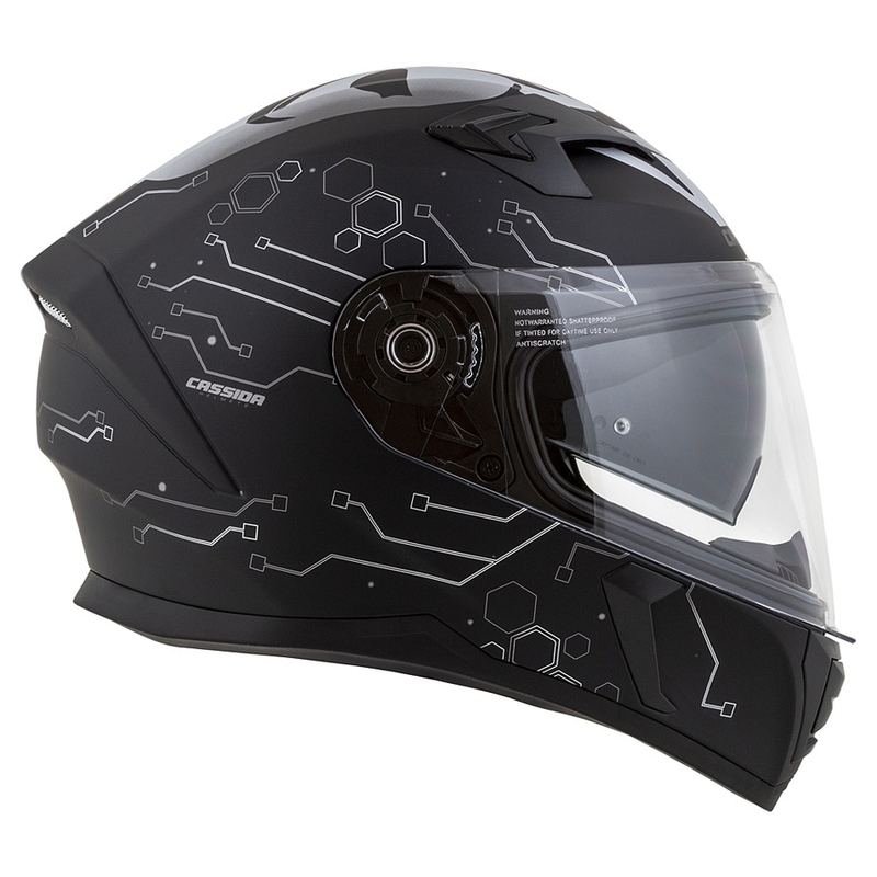 Casco moto Cassida 3.0 Hack Vision Integral grigio-argento-nero opaco Saldi
