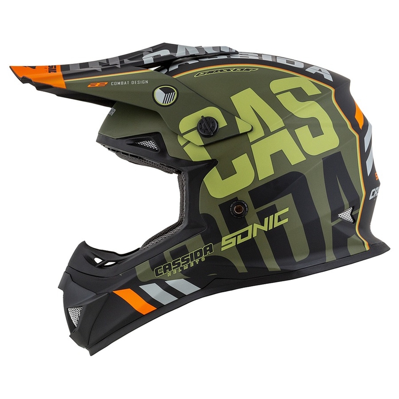 Casco da motocross Cassida Cross Cup Sonic arancio-verde opaco