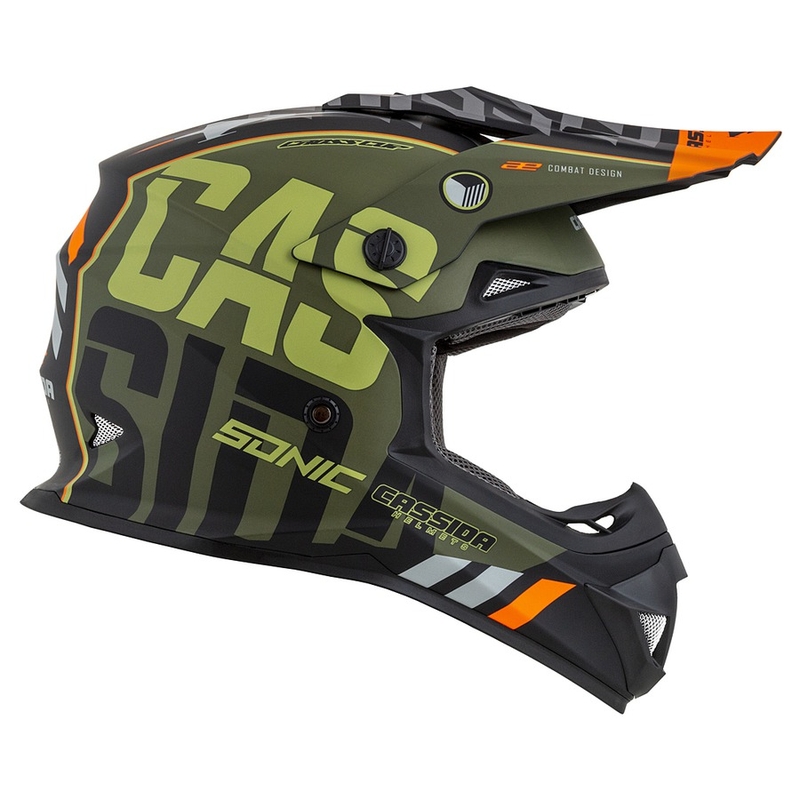 Casco da motocross Cassida Cross Cup Sonic arancio-verde opaco