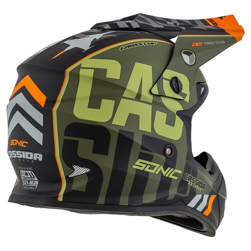 Casco da motocross Cassida Cross Cup Sonic arancio-verde opaco