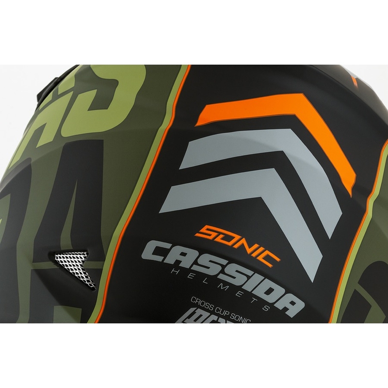 Casco da motocross Cassida Cross Cup Sonic arancio-verde opaco