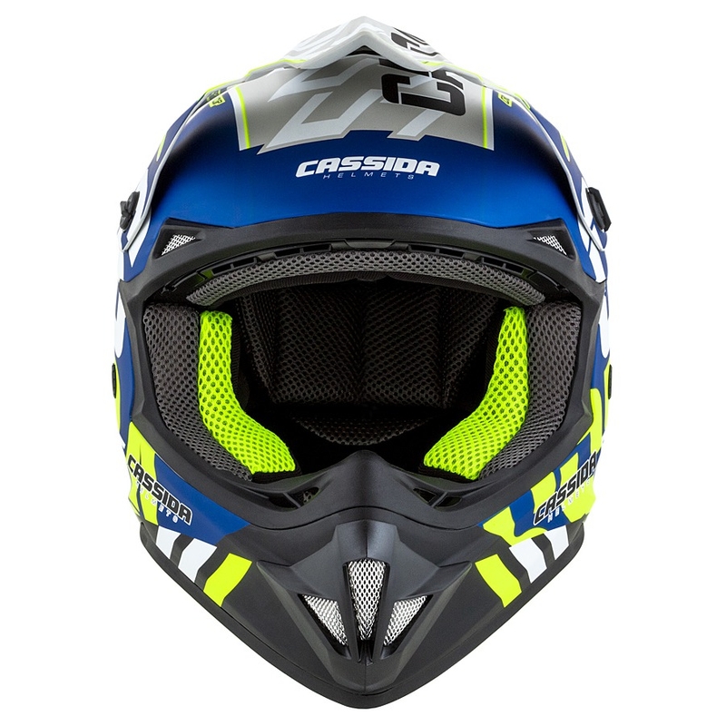 Casco da motocross Cassida Cross Cup Sonic giallo fluo-blu opaco