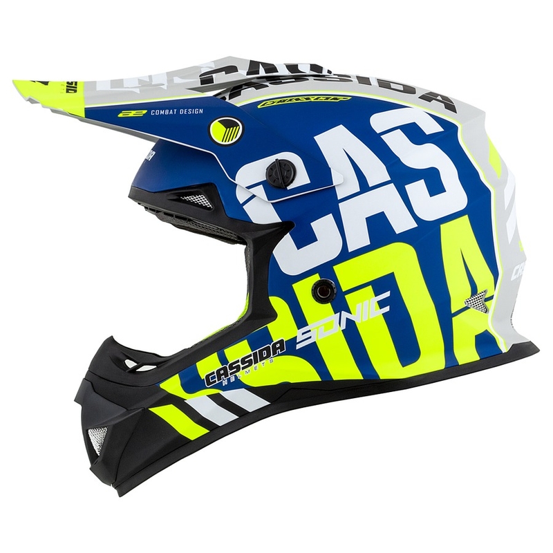Casco da motocross Cassida Cross Cup Sonic giallo fluo-blu opaco