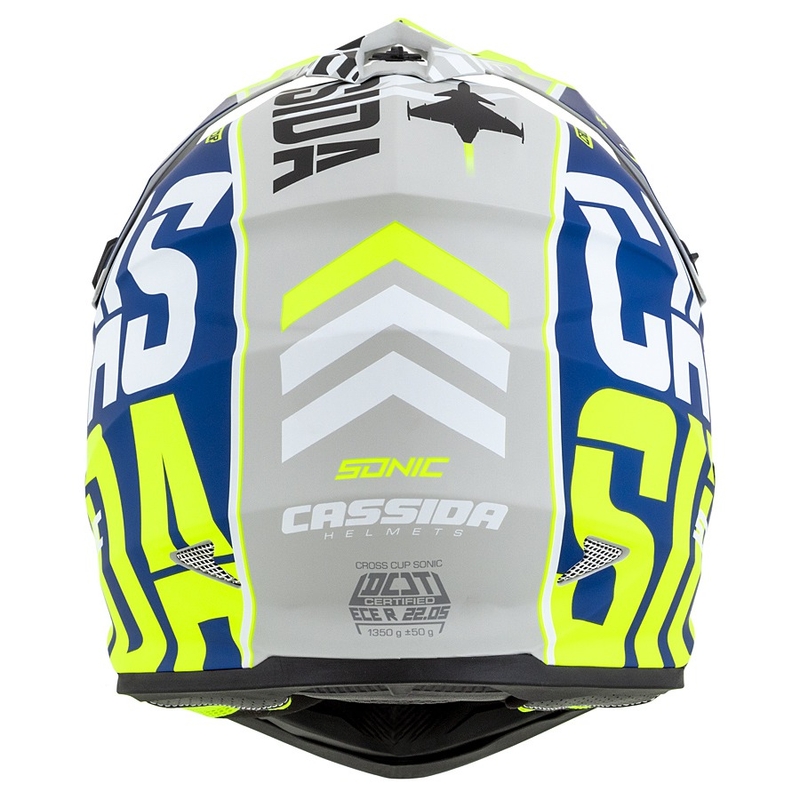 Casco da motocross Cassida Cross Cup Sonic giallo fluo-blu opaco