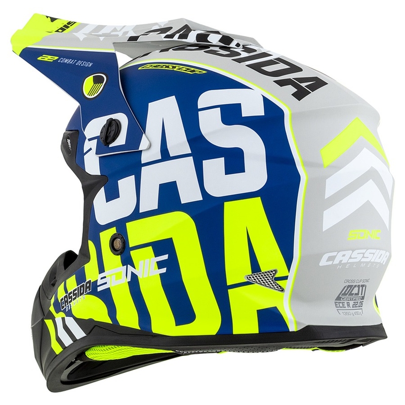 Casco da motocross Cassida Cross Cup Sonic giallo fluo-blu opaco
