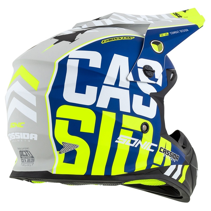 Casco da motocross Cassida Cross Cup Sonic giallo fluo-blu opaco