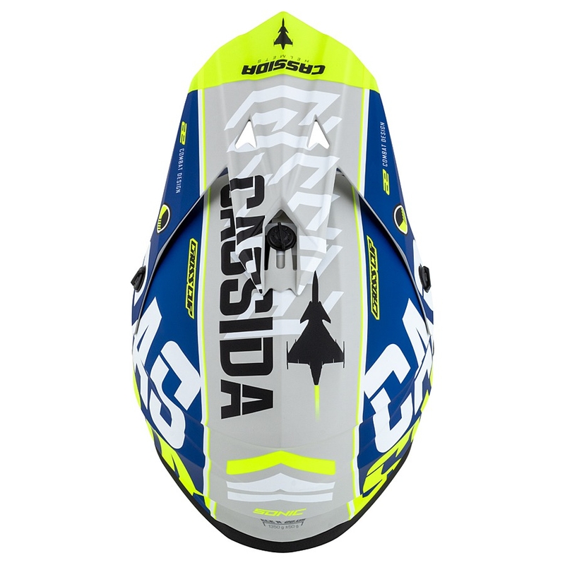 Casco da motocross Cassida Cross Cup Sonic giallo fluo-blu opaco