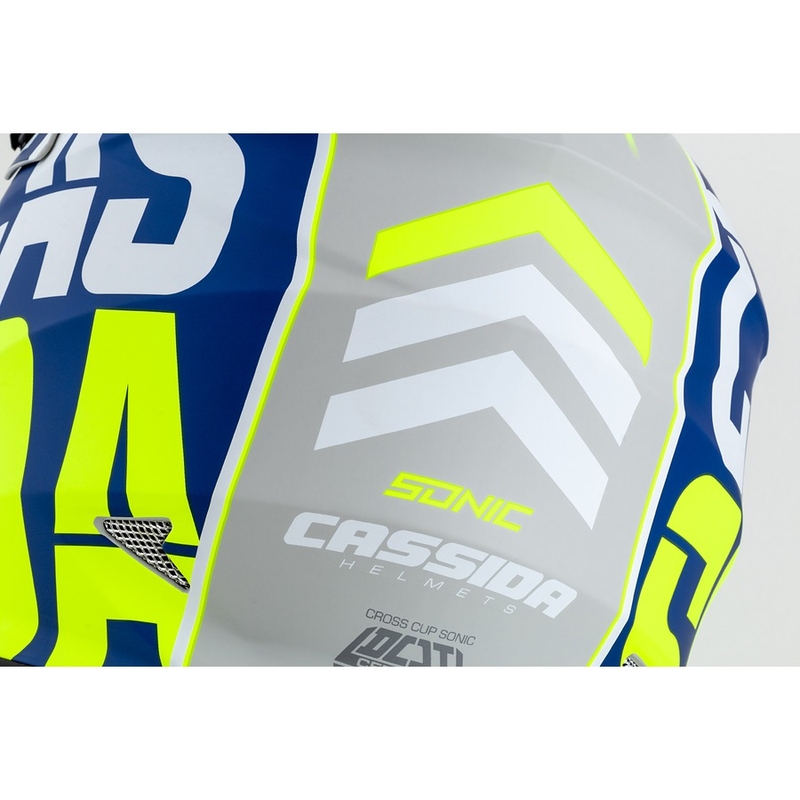 Casco da motocross Cassida Cross Cup Sonic giallo fluo-blu opaco