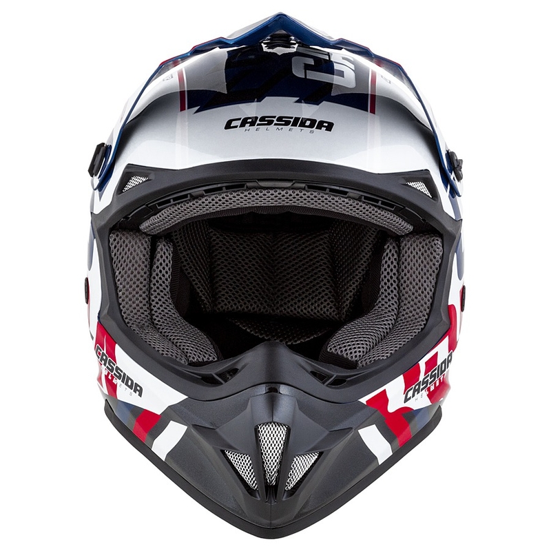 Casco da motocross Cassida Cross Cup Sonic rosso-blu-bianco