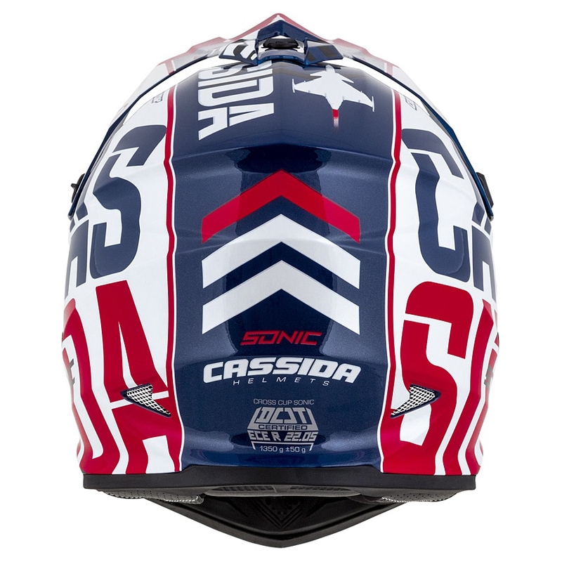 Casco da motocross Cassida Cross Cup Sonic rosso-blu-bianco