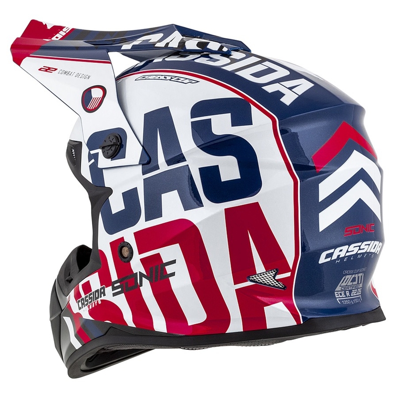 Casco da motocross Cassida Cross Cup Sonic rosso-blu-bianco