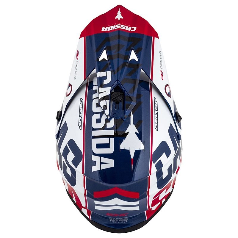 Casco da motocross Cassida Cross Cup Sonic rosso-blu-bianco