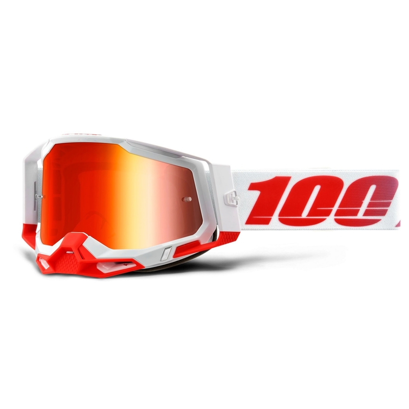 Motokrosové brýle 100% RACECRAFT 2 bílo-červené (červené zrcadlové plexi)