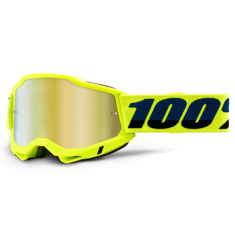 Occhiali da motocross 100% ACCURI 2 giallo fluo (plexi specchiato oro)