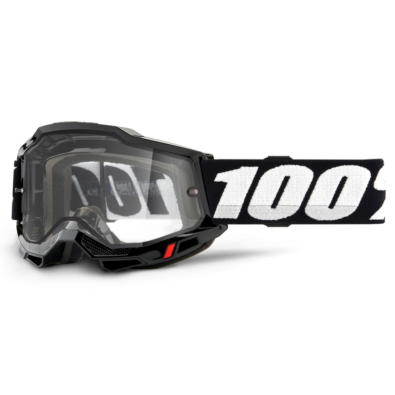Occhiali da motocross 100% ACCURI 2 nero (doppio plexi trasparente)