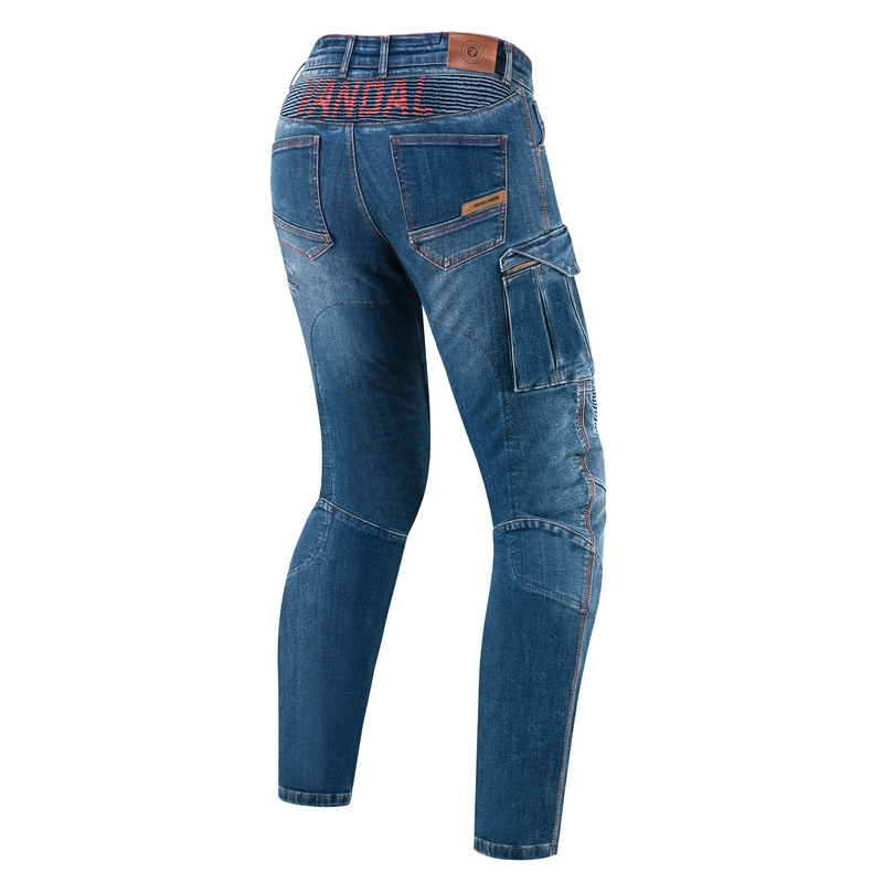 Jeans moto Rebelhorn Vandal lavati blu Saldi