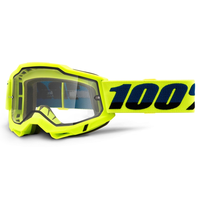 Occhiali da motocross 100% ACCURI 2 giallo fluo (doppio plexi trasparente)