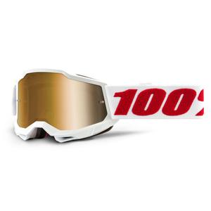 Occhiali da motocross per bambini 100% ACCURI 2 bianco (plexi oro)
