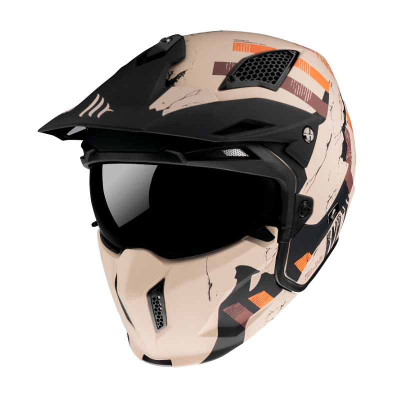 Přilba na motorku MT Streetfighter Skull 2020 oranžovo-hnědá