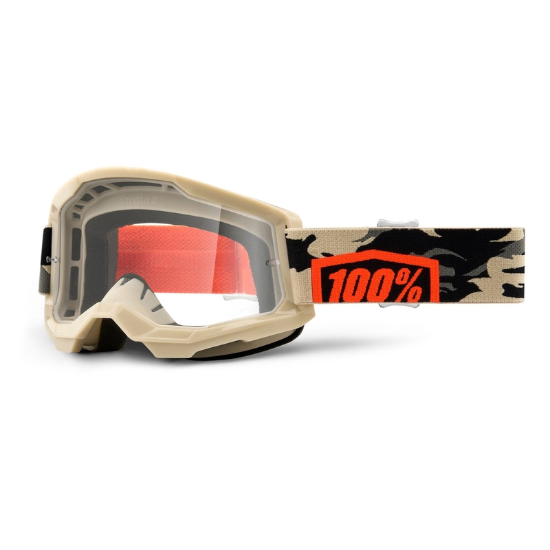 Occhiali da motocross 100% STRATA 2 Kombat beige (plexi trasparente)