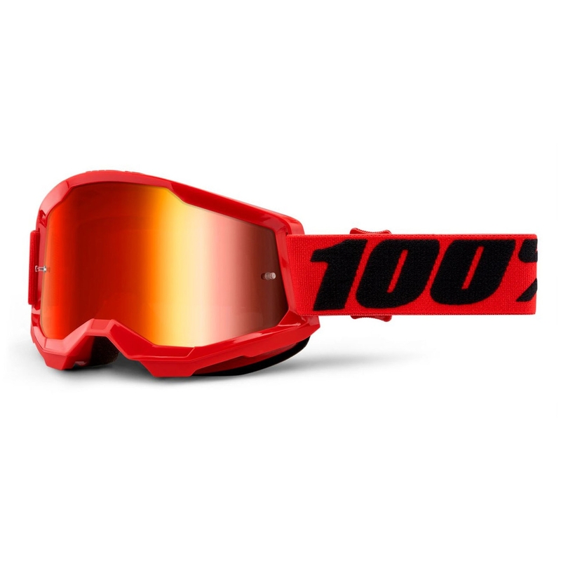 Motokrosové brýle 100% STRATA 2 červené (červené zrcadlové plexi)