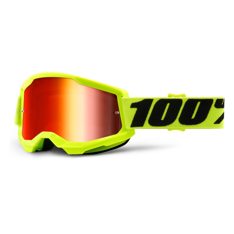 Motokrosové brýle 100% STRATA 2 fluo žluté (červené zrcadlové plexi)