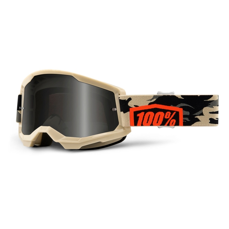 Occhiali da motocross 100% STRATA 2 Sand Kombat beige (plexi fumé)