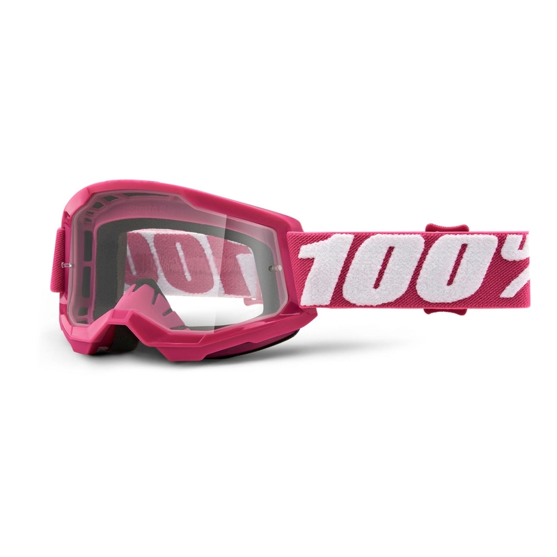 Occhiali da motocross per bambini 100% STRATA 2 rosa (plexi trasparente)