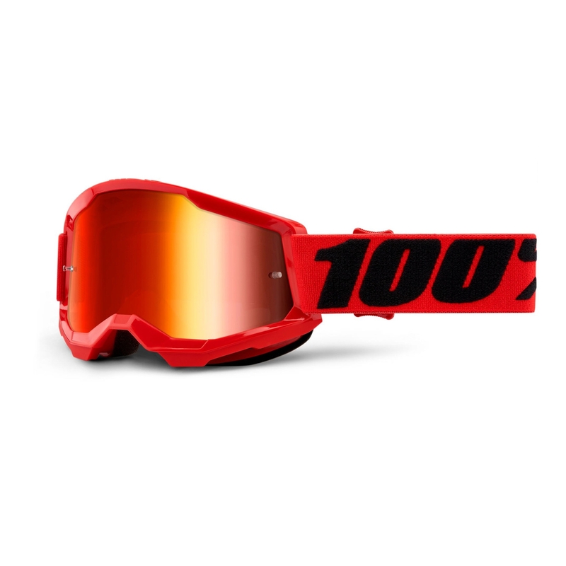 Occhiali da motocross per bambini 100% STRATA 2 rosso (plexi rosso specchiato)