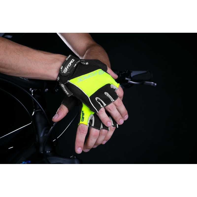 Rukavice FORCE GRIP černo-fluo žluté výprodej