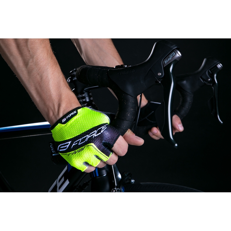 Guanti FORCE Rival nero-giallo fluo Saldi