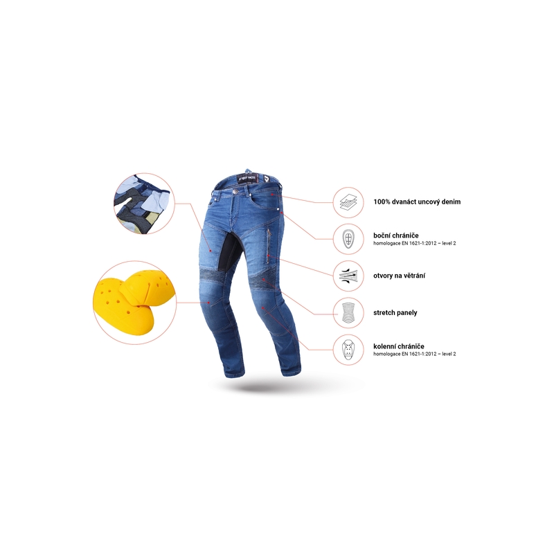 Jeans da moto Street Racer Stretch II CE Blu Extended