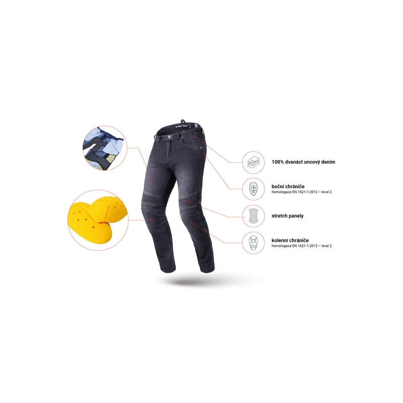 Jeans da moto con pinces Street Racer Warior CE Nero Saldi