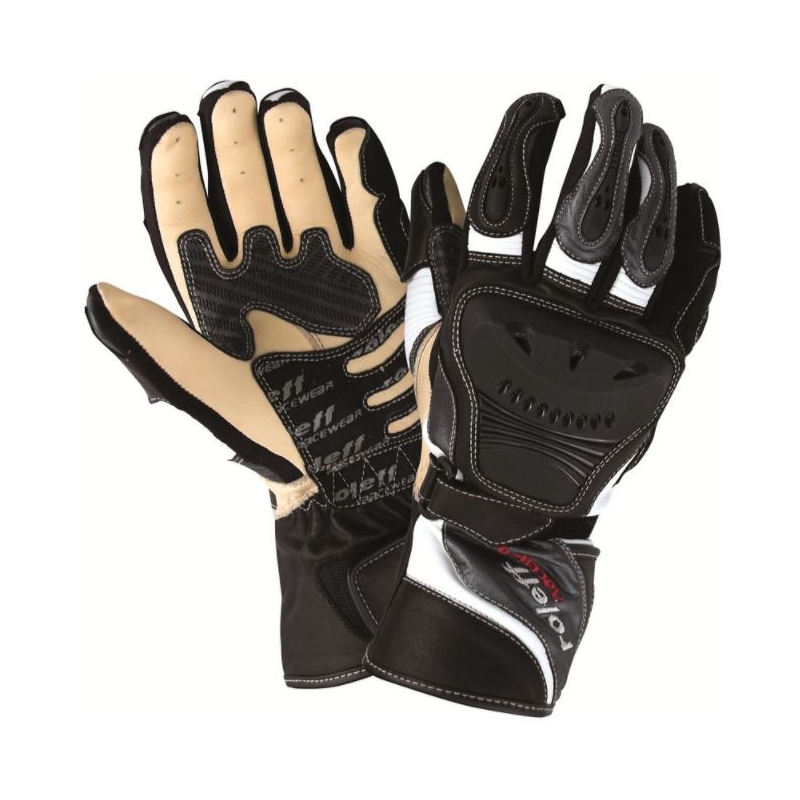 Guanti da moto Roleff Sachsenring bianco e nero