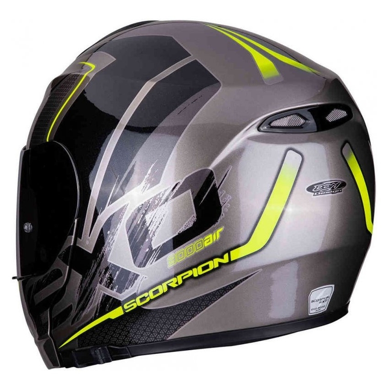 Vyklápěcí přilba Scorpion EXO-3000 Air Creed titanovo-černo-fluo žlutá - II. jakost