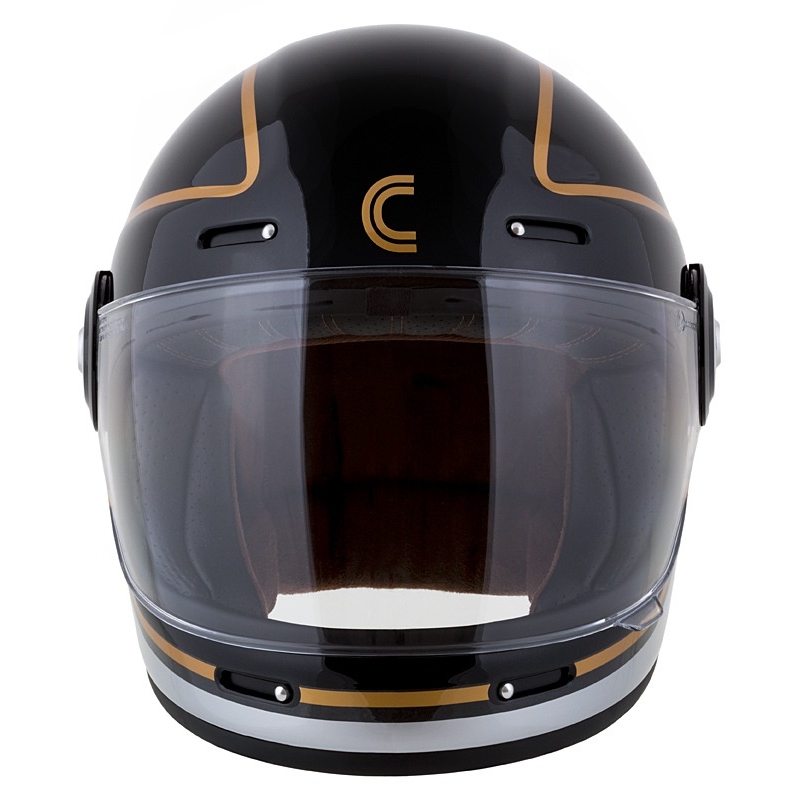 Casco moto integrale Cassida Fibre Jawa Sport nero-argento-oro