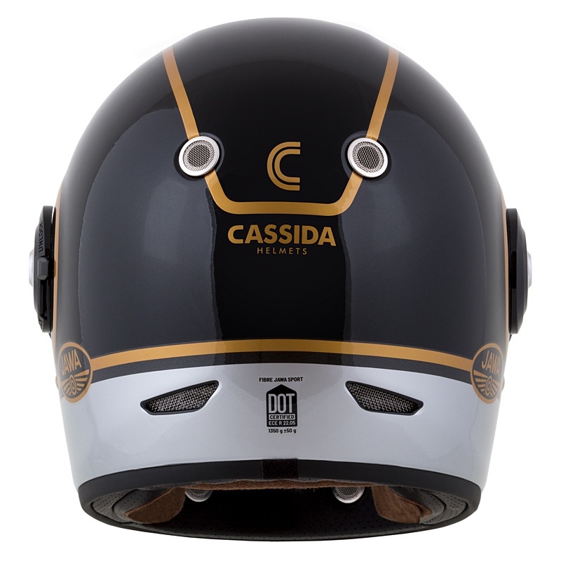 Casco moto integrale Cassida Fibre Jawa Sport nero-argento-oro