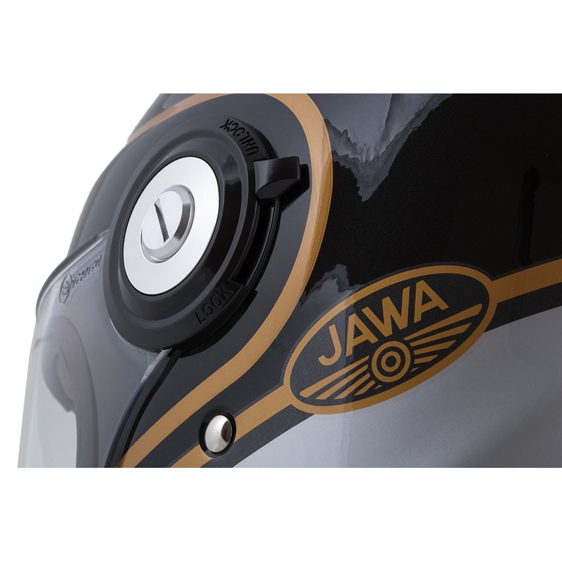 Casco moto integrale Cassida Fibre Jawa Sport nero-argento-oro