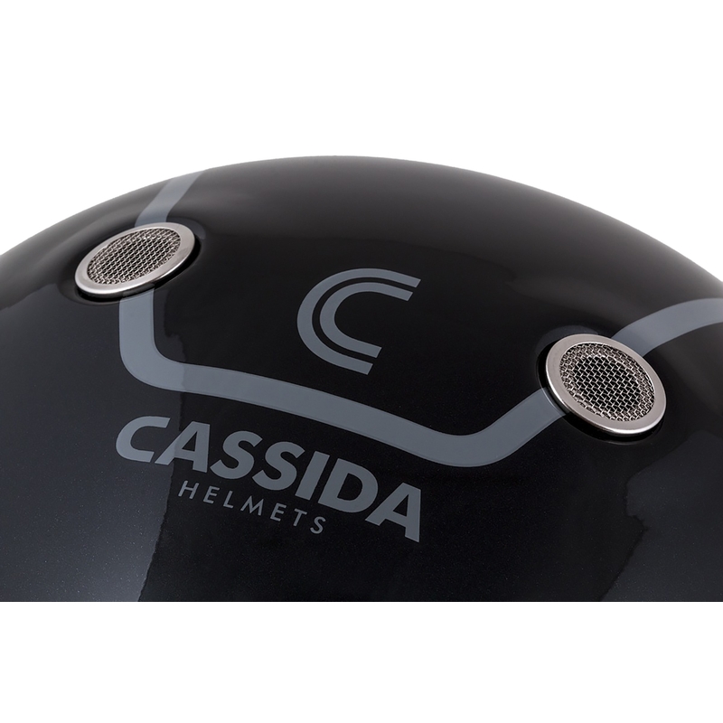 Casco moto integrale Cassida Fibre Jawa Sport nero-argento-rosso